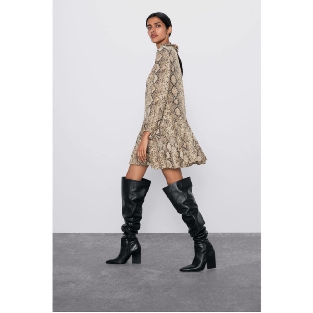 Zara chiffon snake print dress L